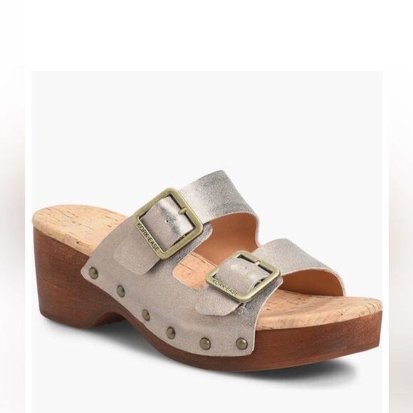 Kork-Ease Saffron Slides in a Soft Gold Metallic - Picture 1 of 12